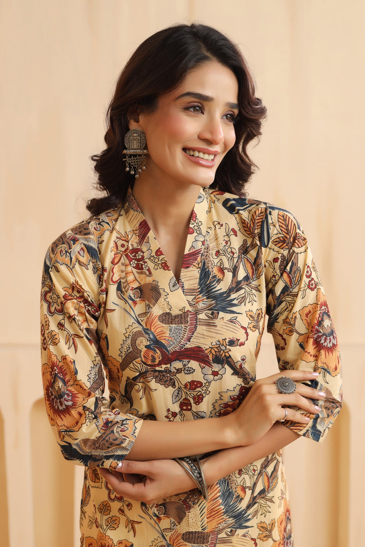 Abha Beige Cotton Kurta
