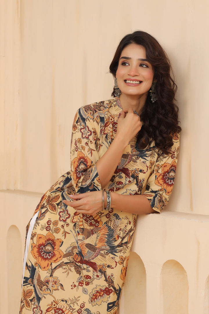 Abha Beige Cotton Kurta