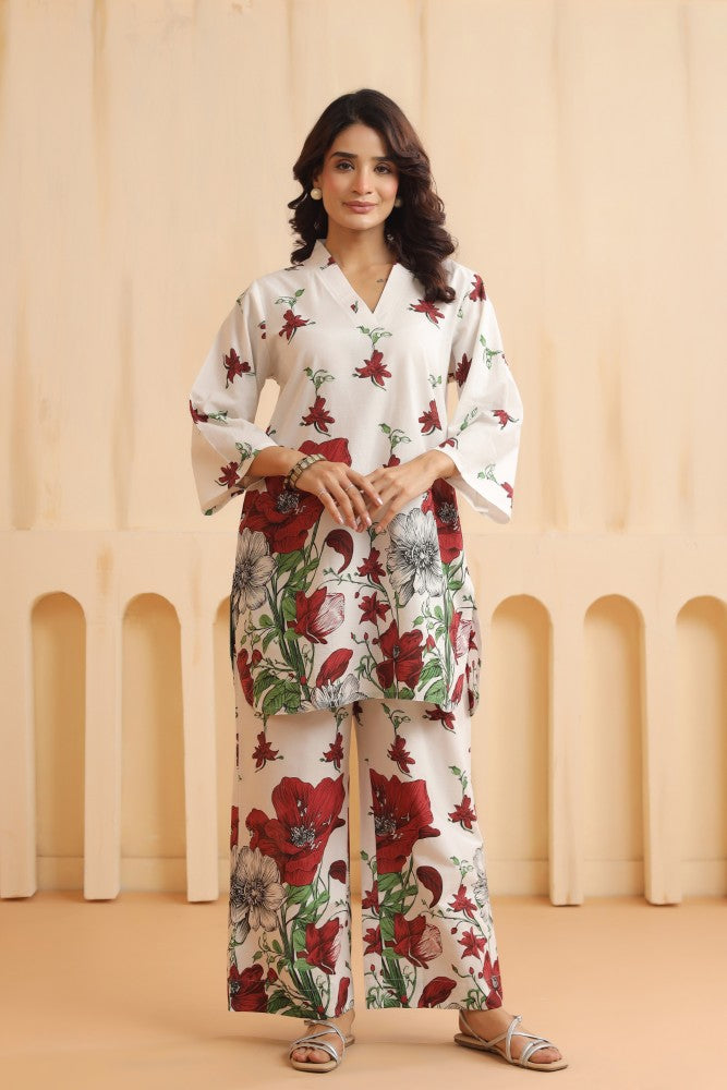Jennifer Red Floral Coord Set