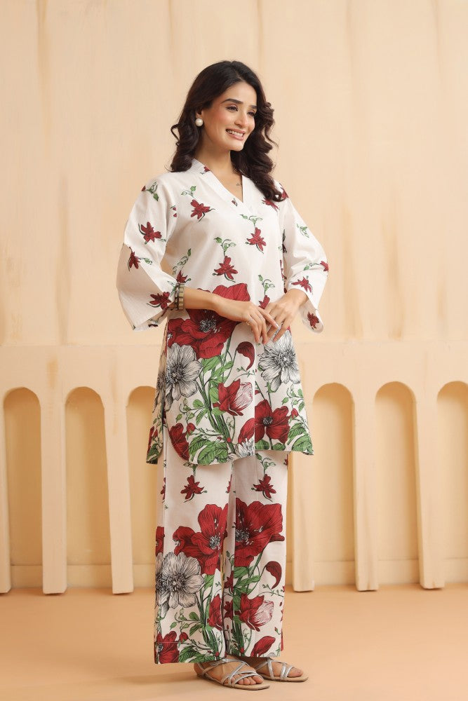 Jennifer Red Floral Coord Set