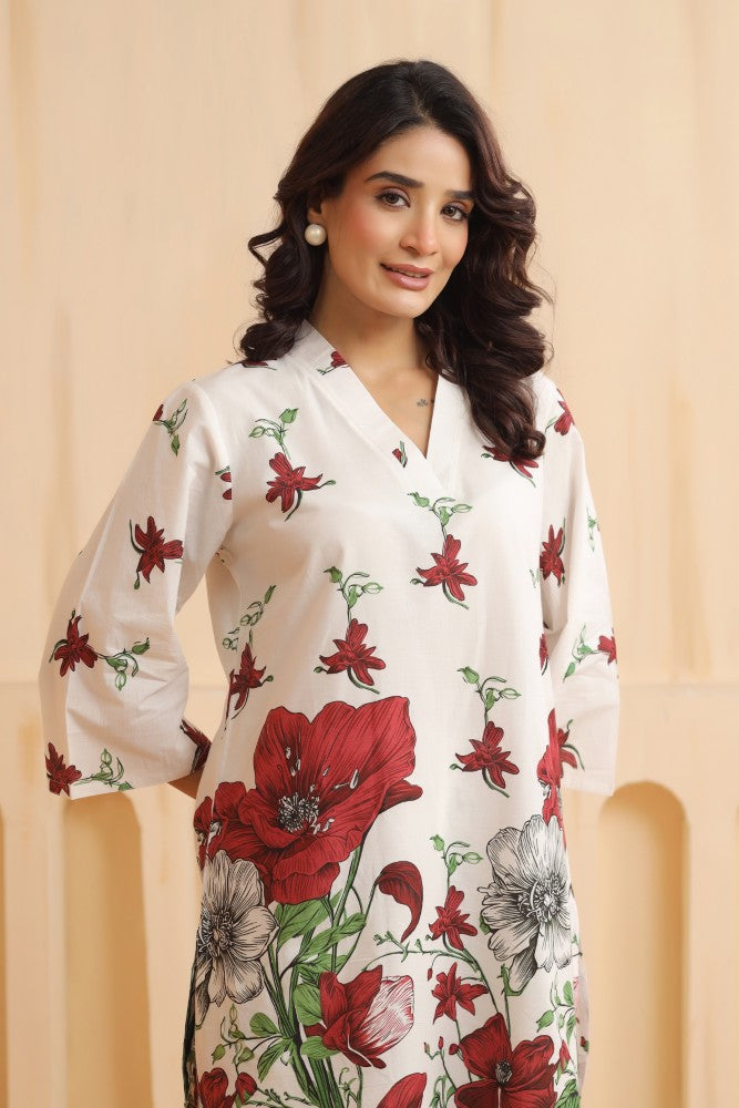 Jennifer Red Floral Coord Set