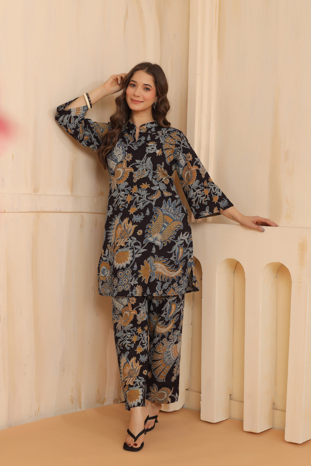 Black Beige Cotton Co-ord Set