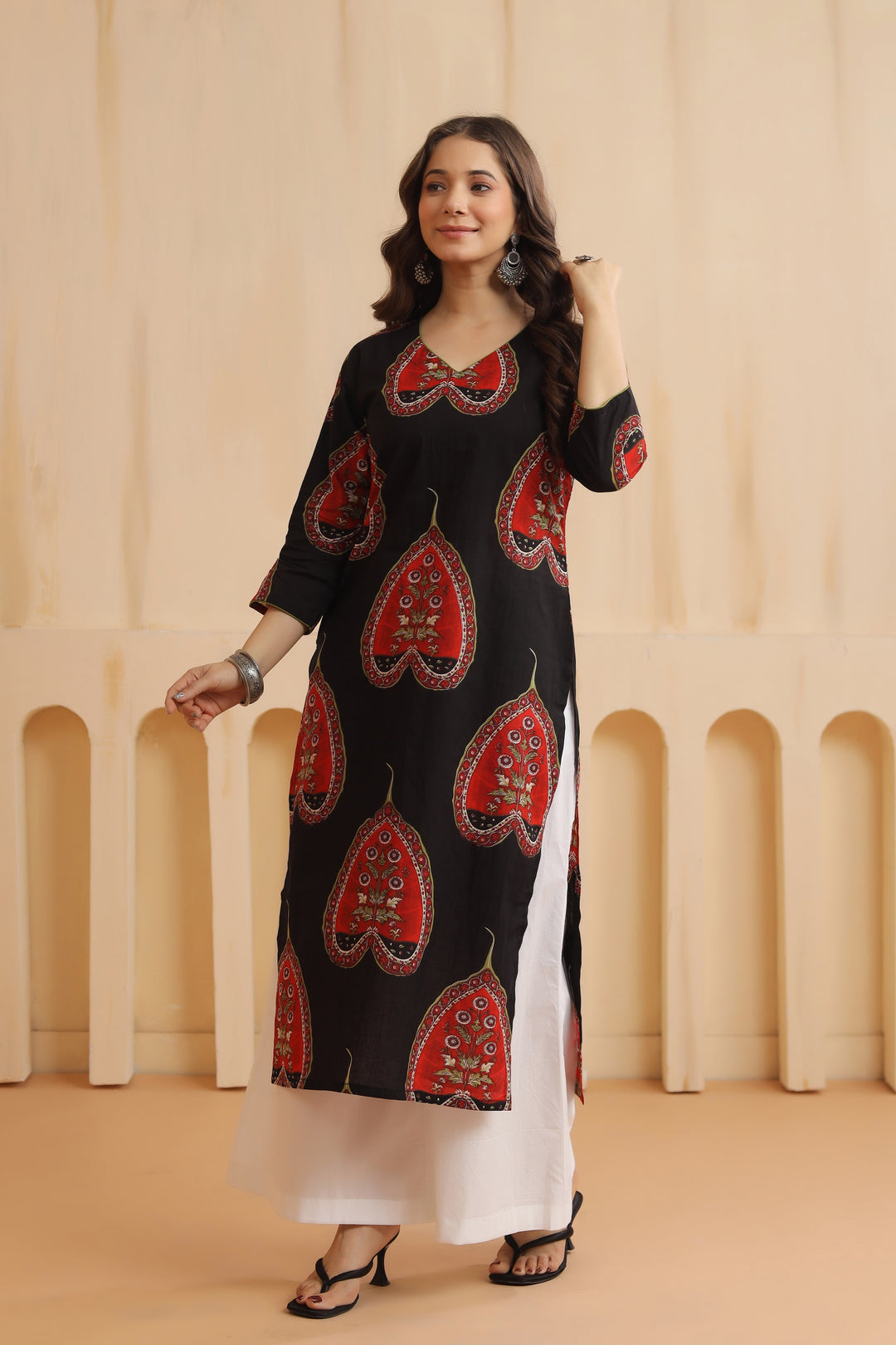 Siya Black Cotton Kurta