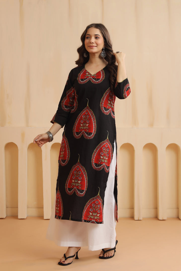 Siya Black Cotton Kurta