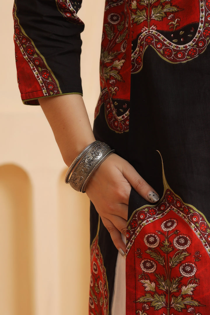 Siya Black Cotton Kurta