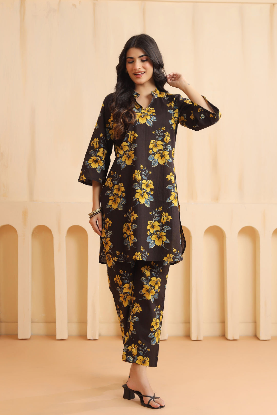 Ishika Black Cotton Co-ord Set