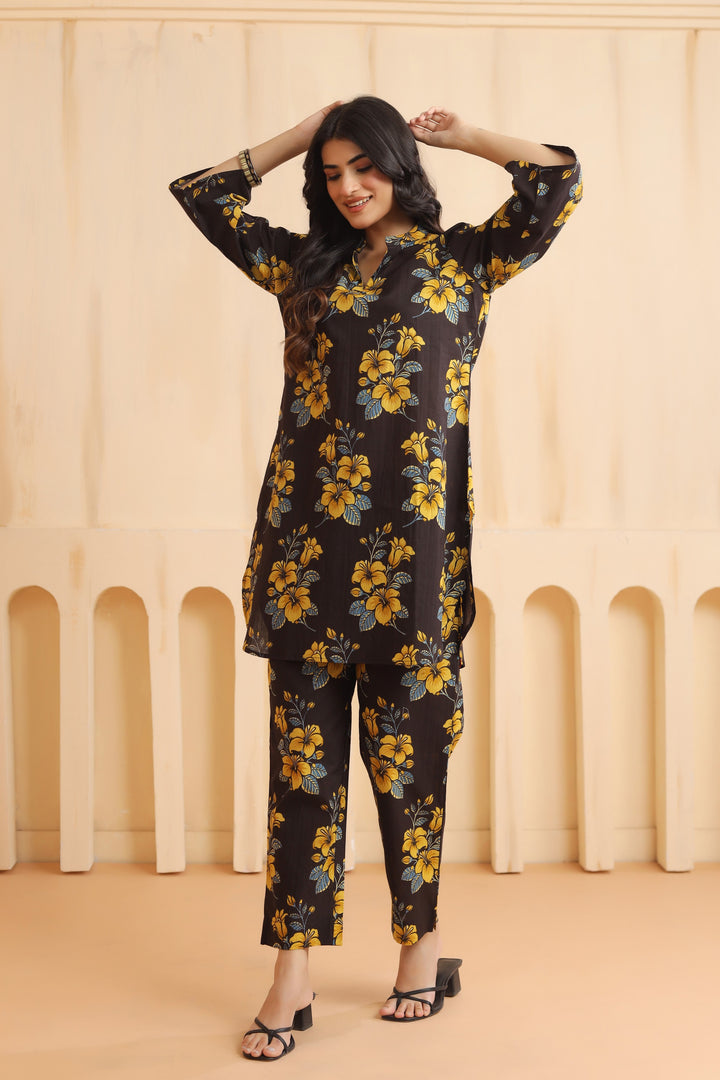 Ishika Black Cotton Co-ord Set