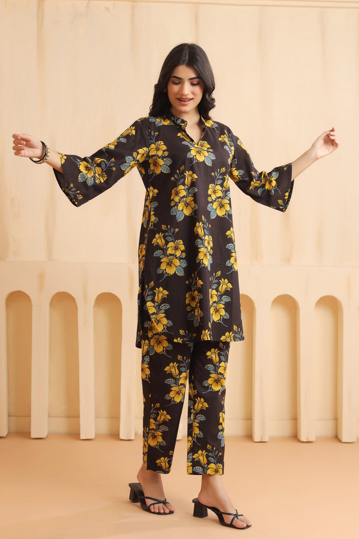 Ishika Black Cotton Co-ord Set