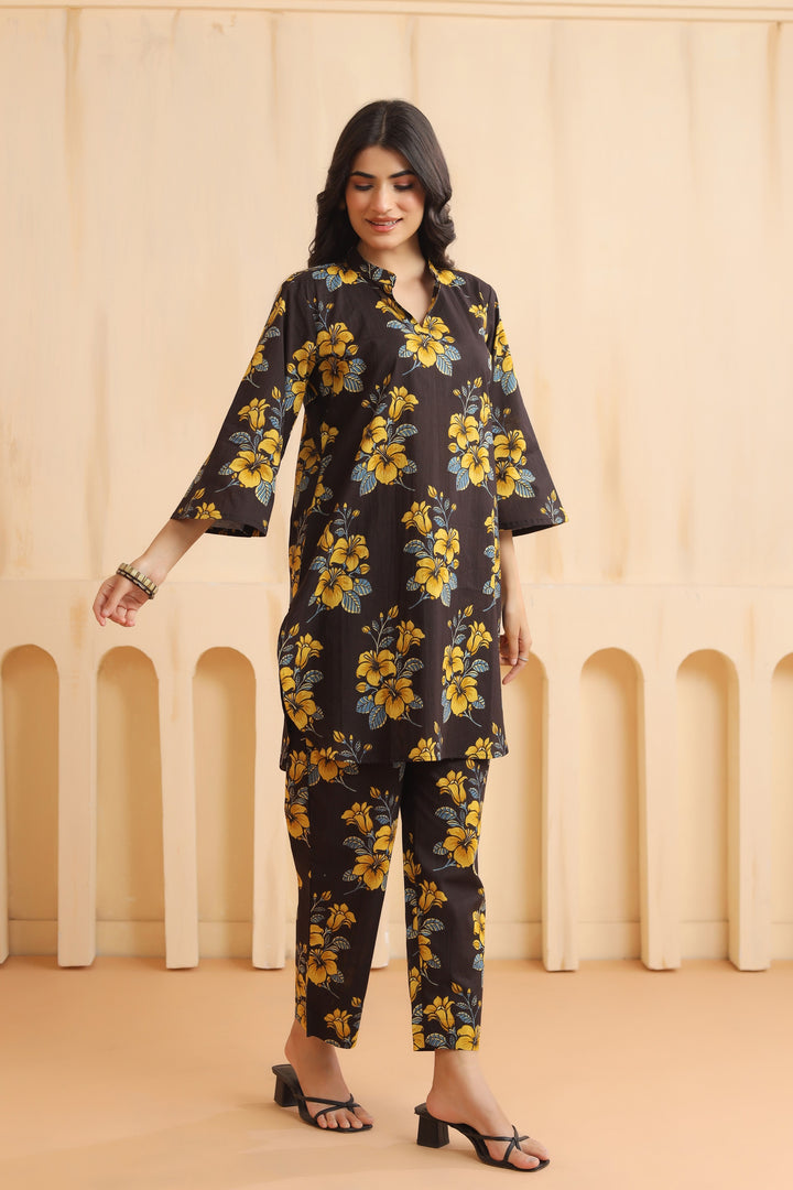 Ishika Black Cotton Co-ord Set