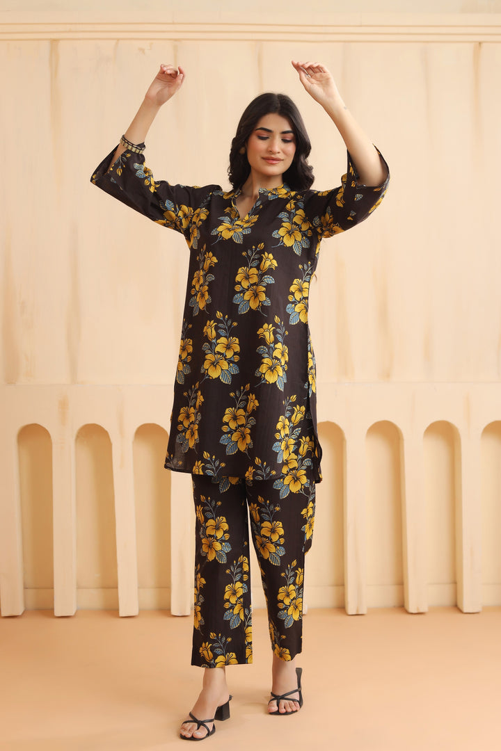 Ishika Black Cotton Co-ord Set
