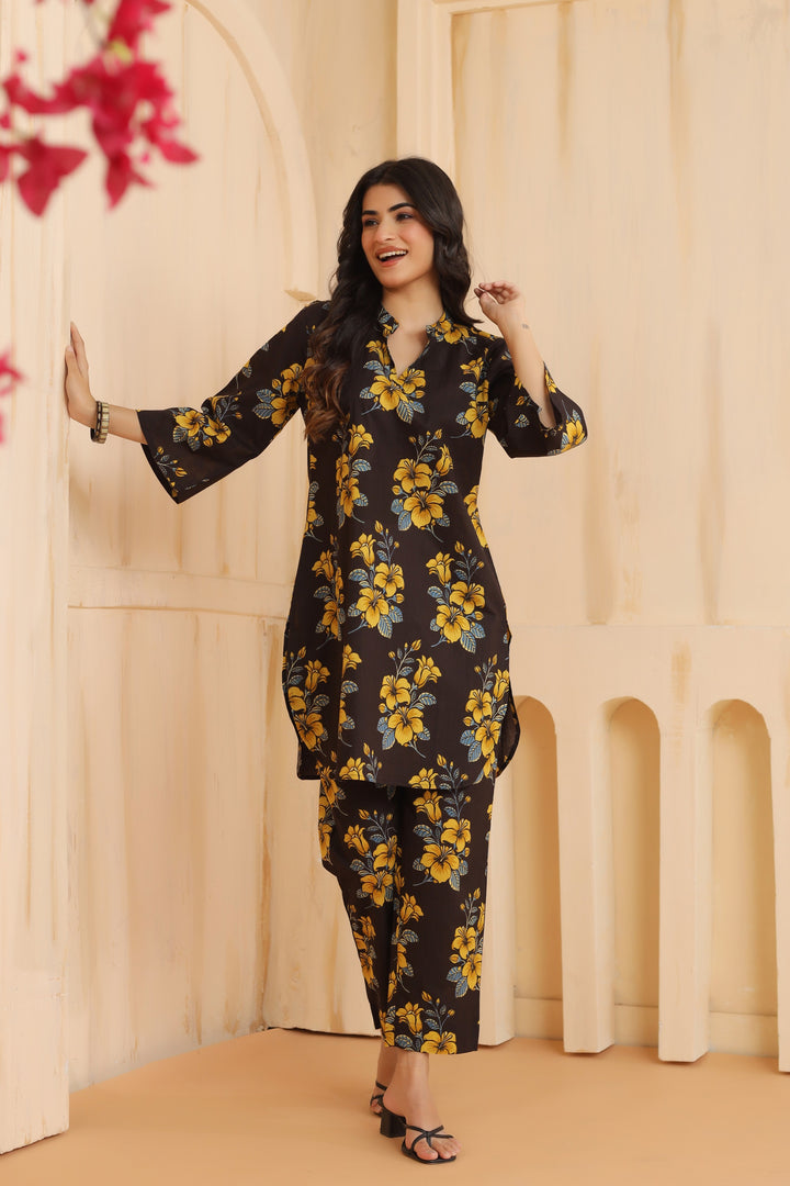 Ishika Black Cotton Co-ord Set