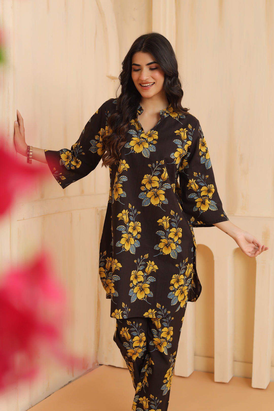 Ishika Black Cotton Co-ord Set