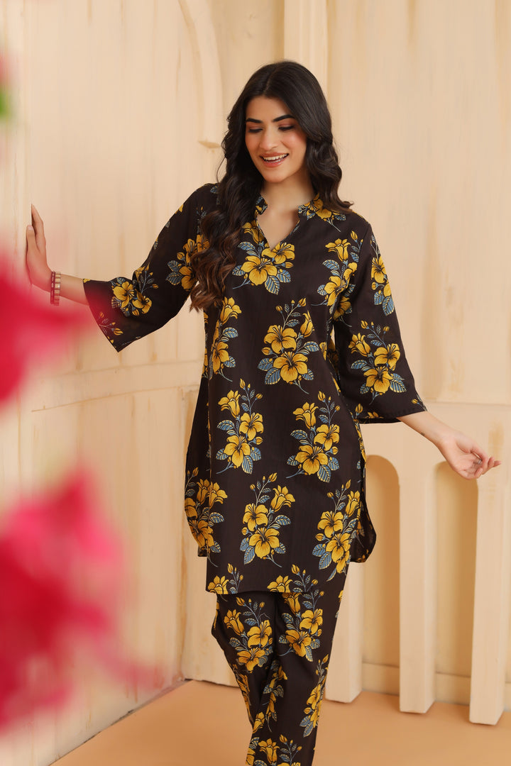 Ishika Black Cotton Co-ord Set