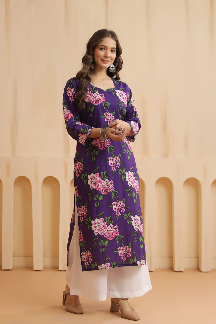 Imara Violet Cotton Kurta