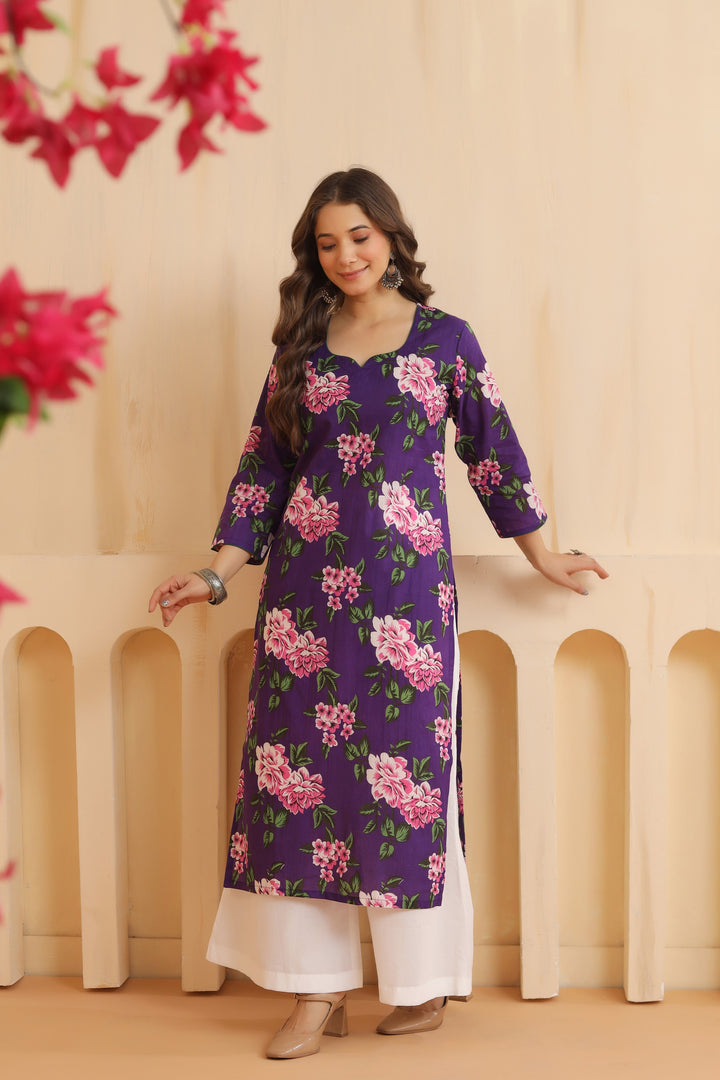 Imara Violet Cotton Kurta