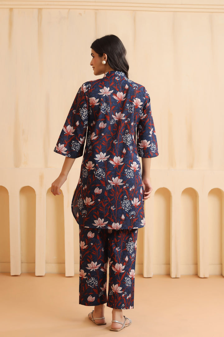 Tiya Blue Cotton Co-ord Set
