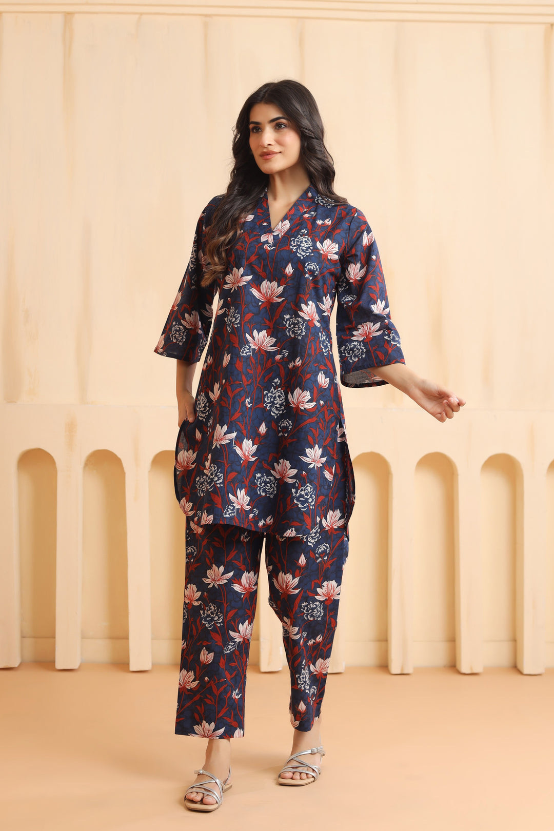 Tiya Blue Cotton Co-ord Set