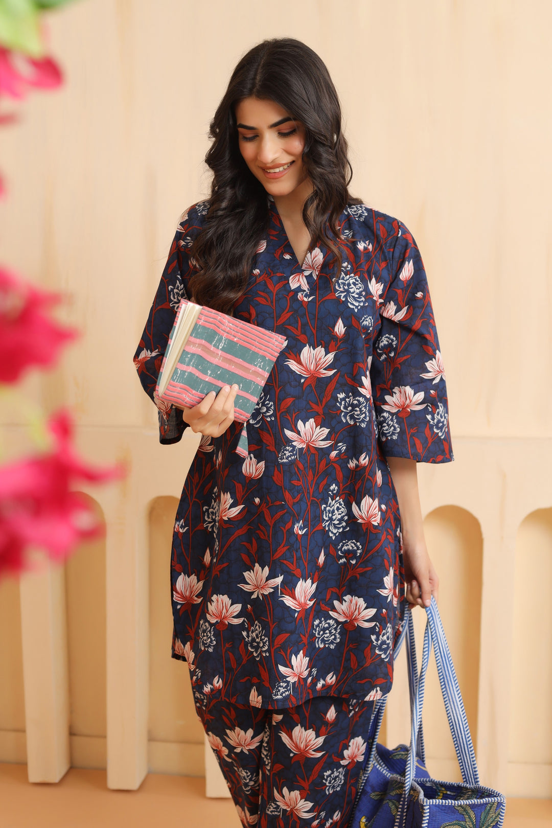 Tiya Blue Cotton Co-ord Set