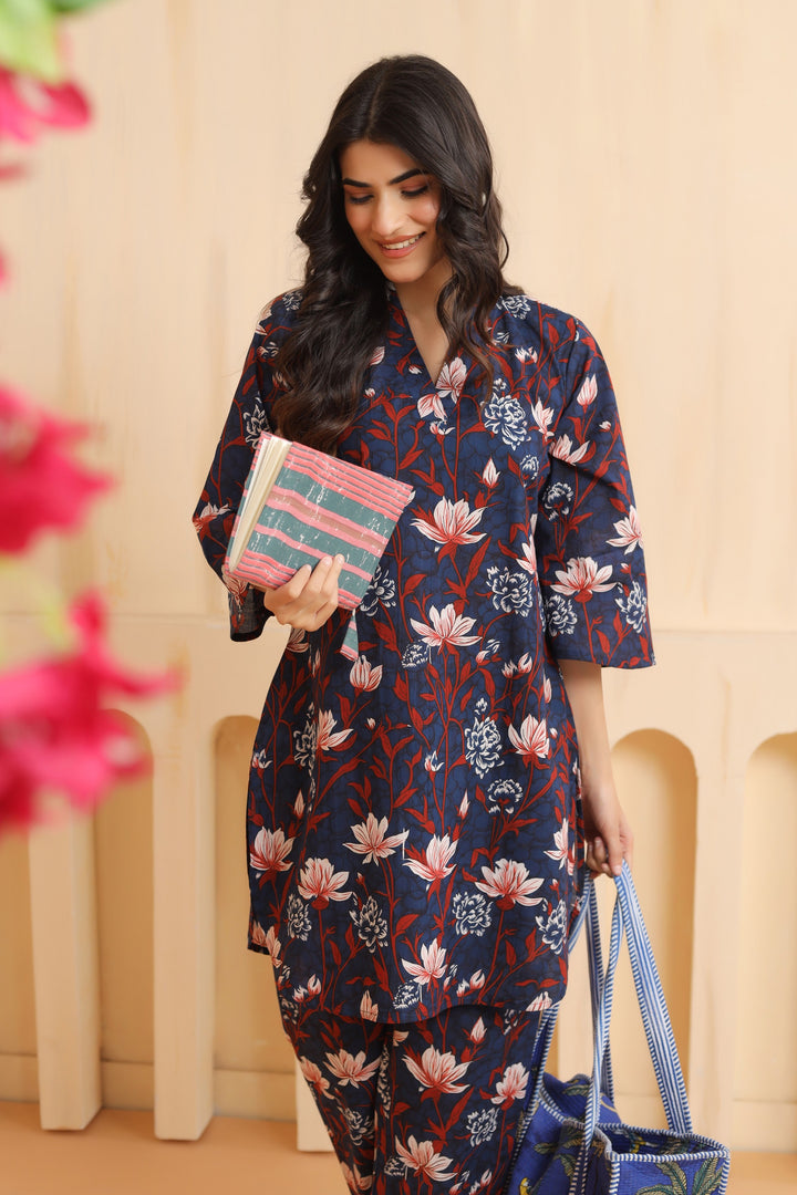 Tiya Blue Cotton Co-ord Set