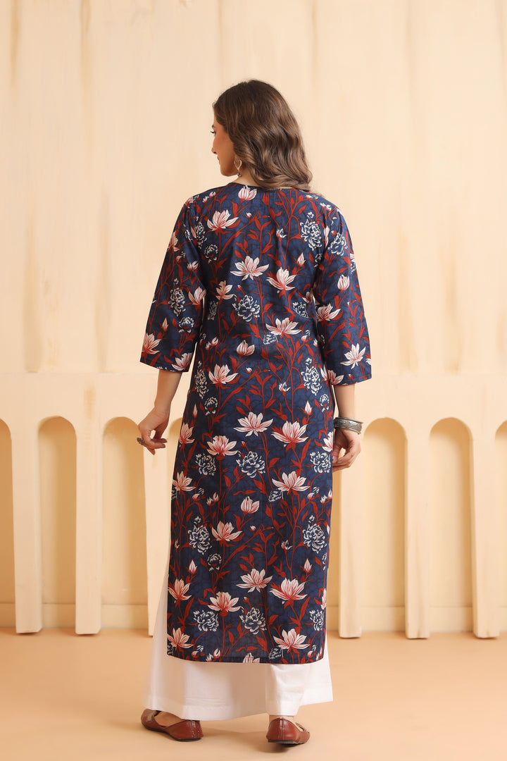 Radhya Blue Cotton Kurta