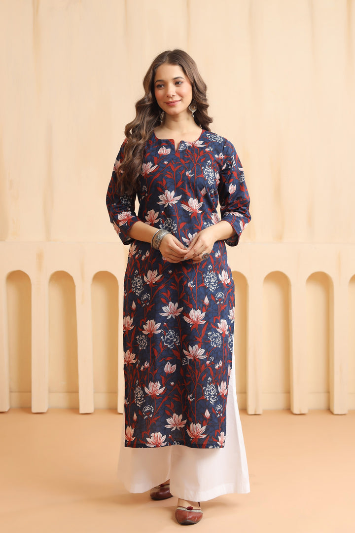 Radhya Blue Cotton Kurta