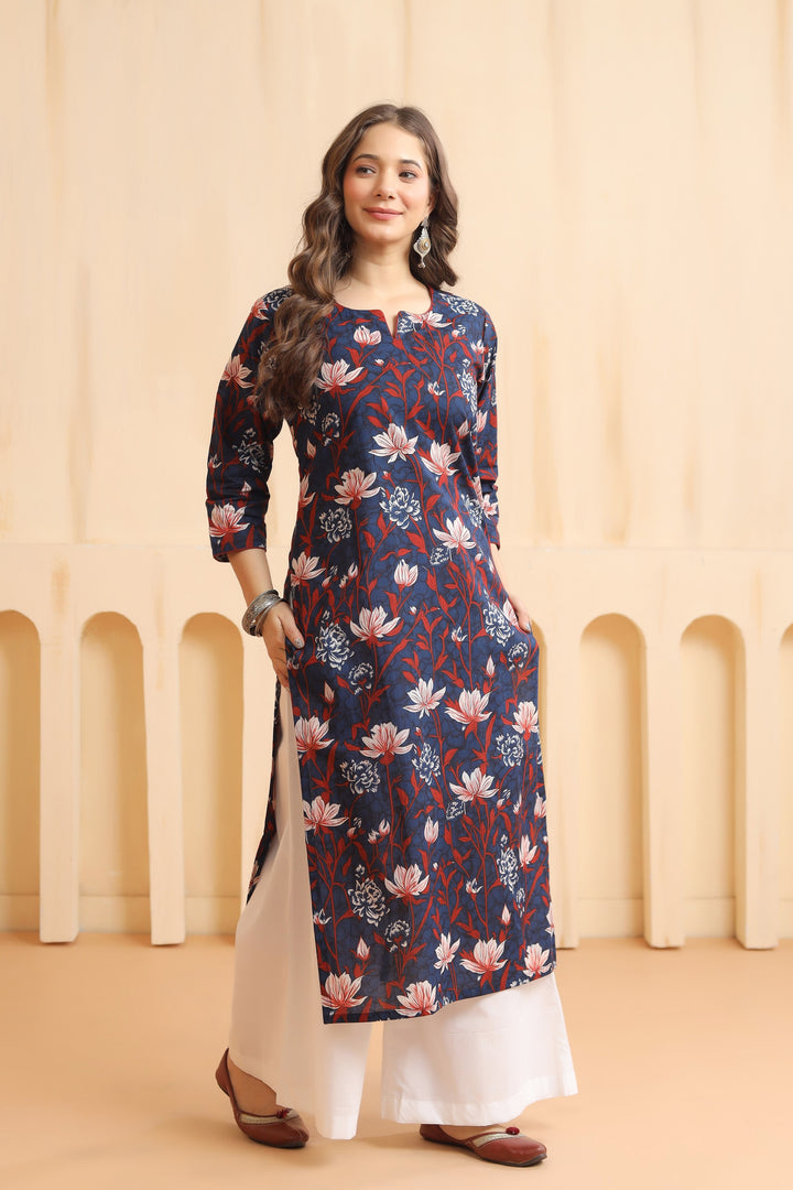 Radhya Blue Cotton Kurta