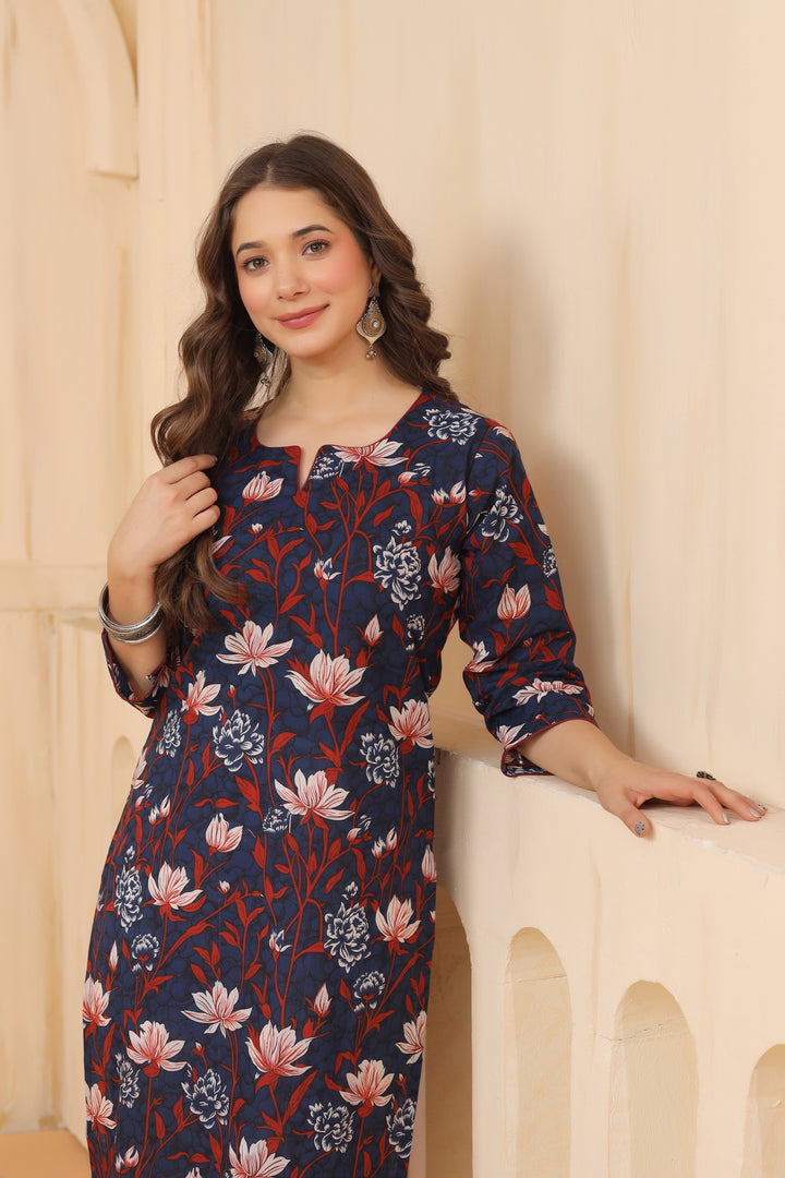 Radhya Blue Cotton Kurta