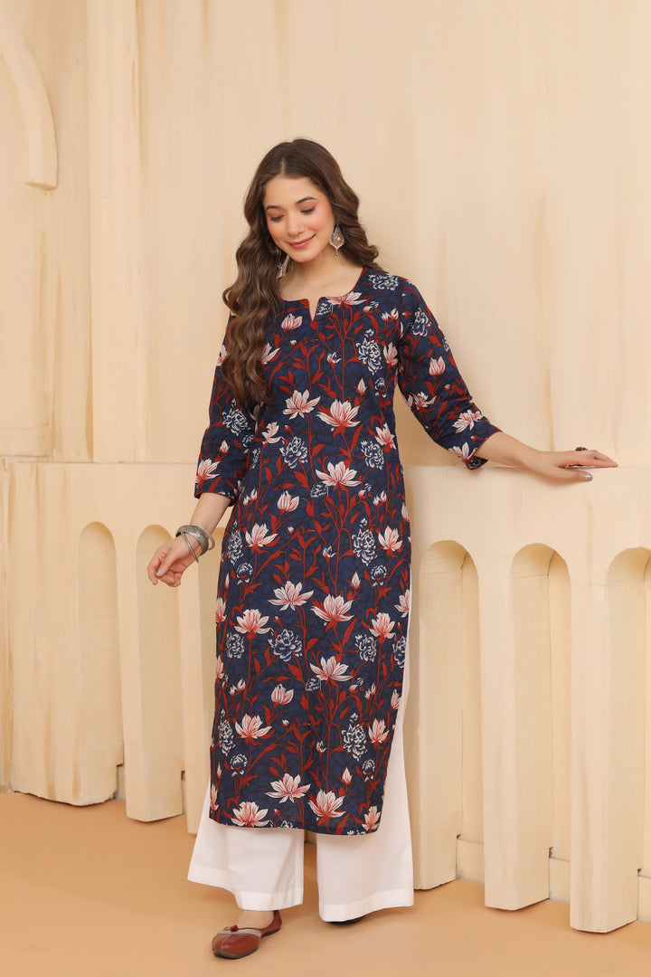 Radhya Blue Cotton Kurta