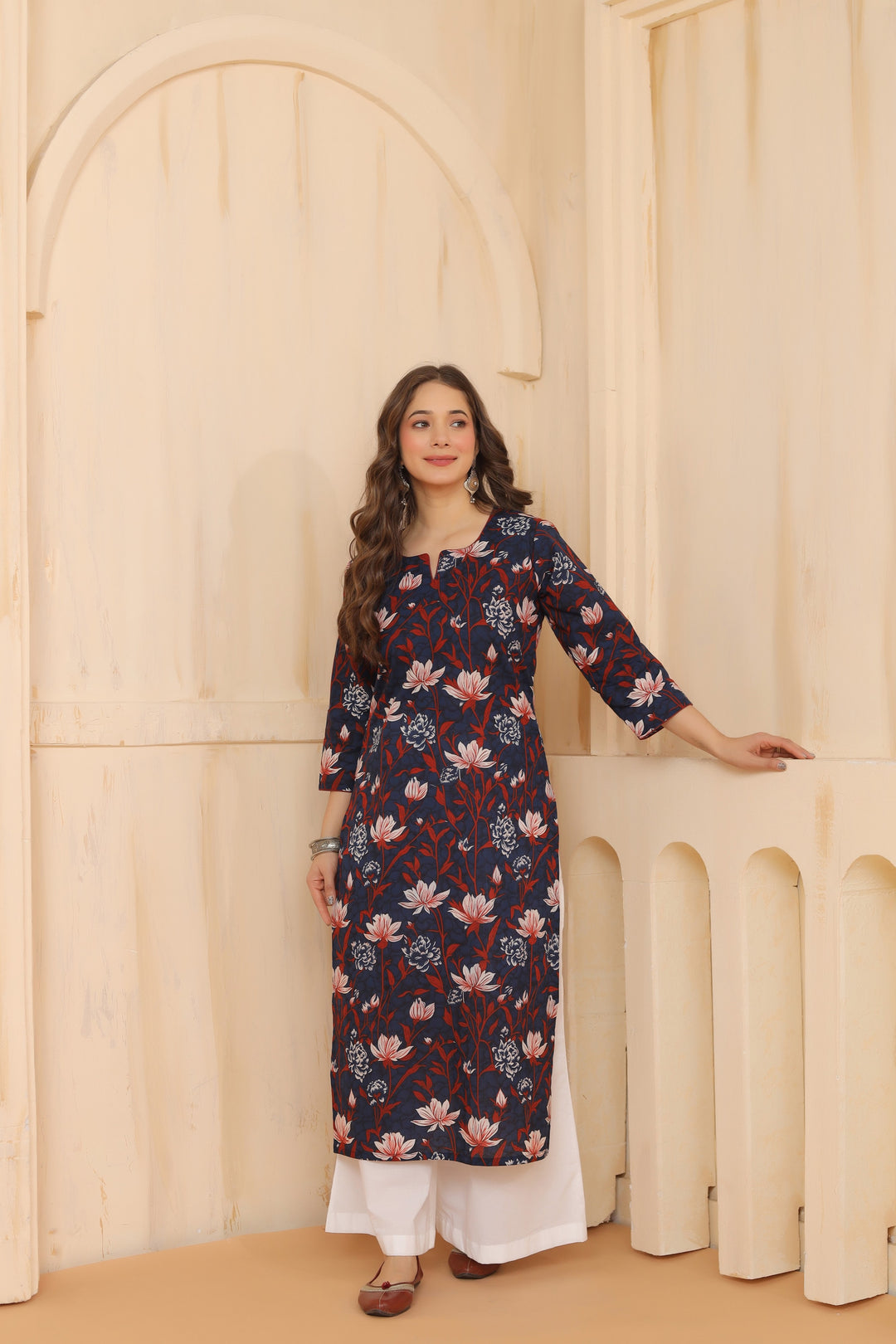 Radhya Blue Cotton Kurta