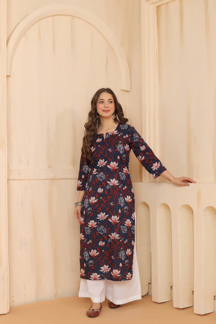 Radhya Blue Cotton Kurta