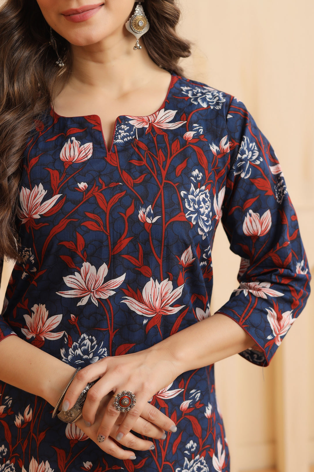 Radhya Blue Cotton Kurta
