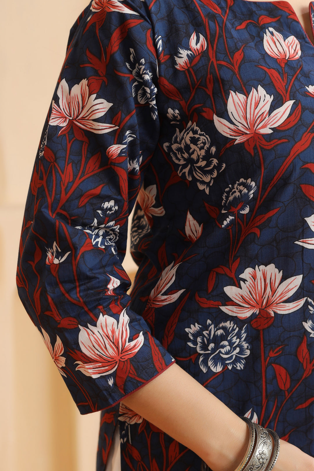 Radhya Blue Cotton Kurta