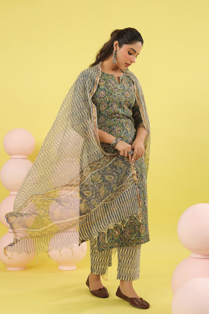 Ishani Green Bagru Suit Set