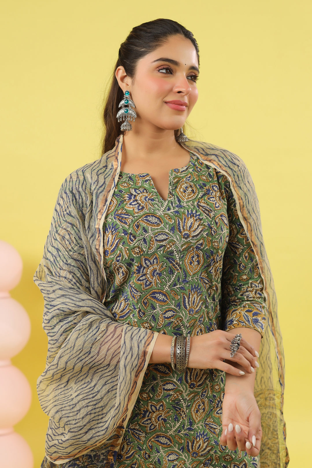 Ishani Green Bagru Suit Set