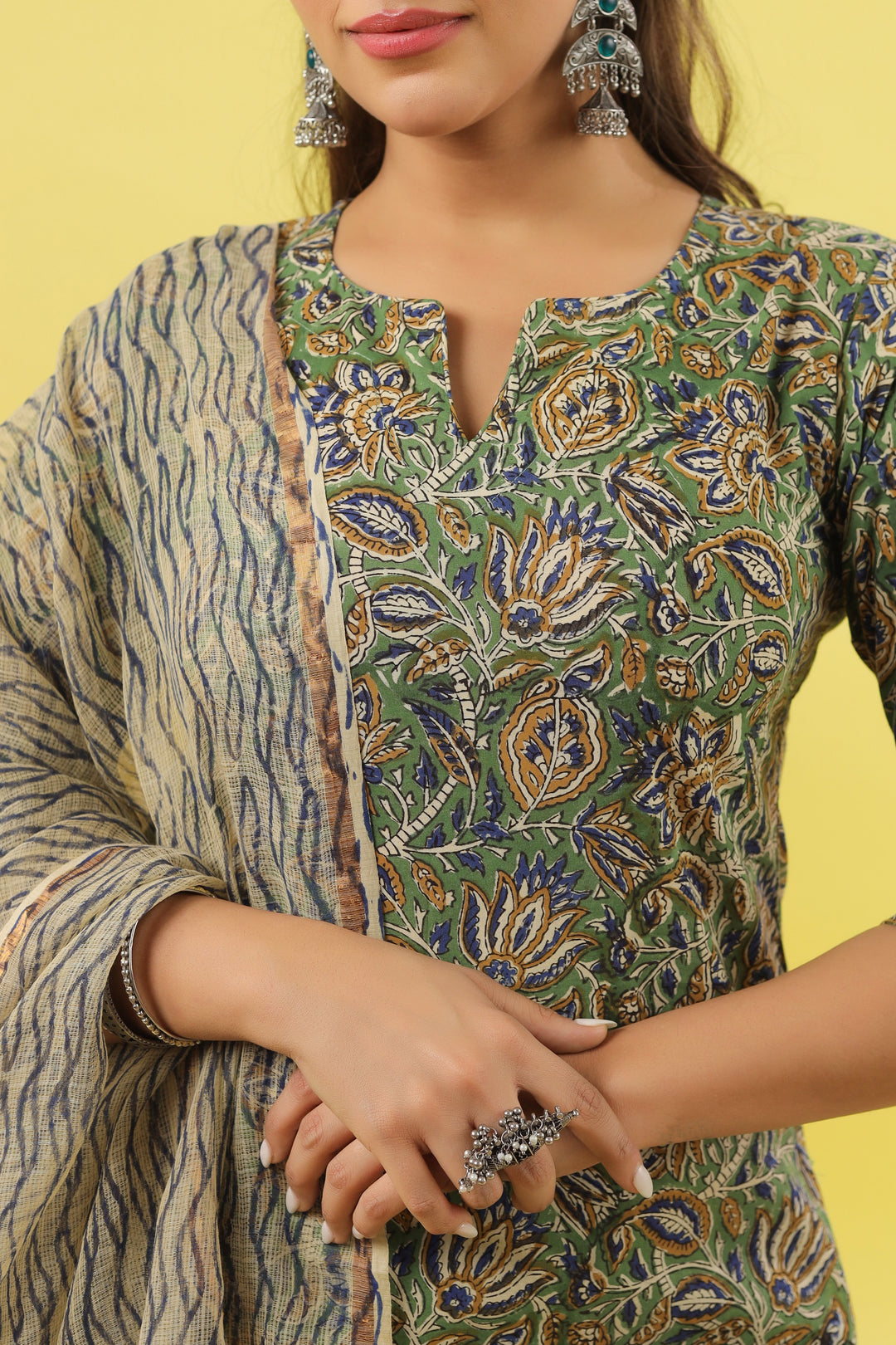 Ishani Green Bagru Suit Set