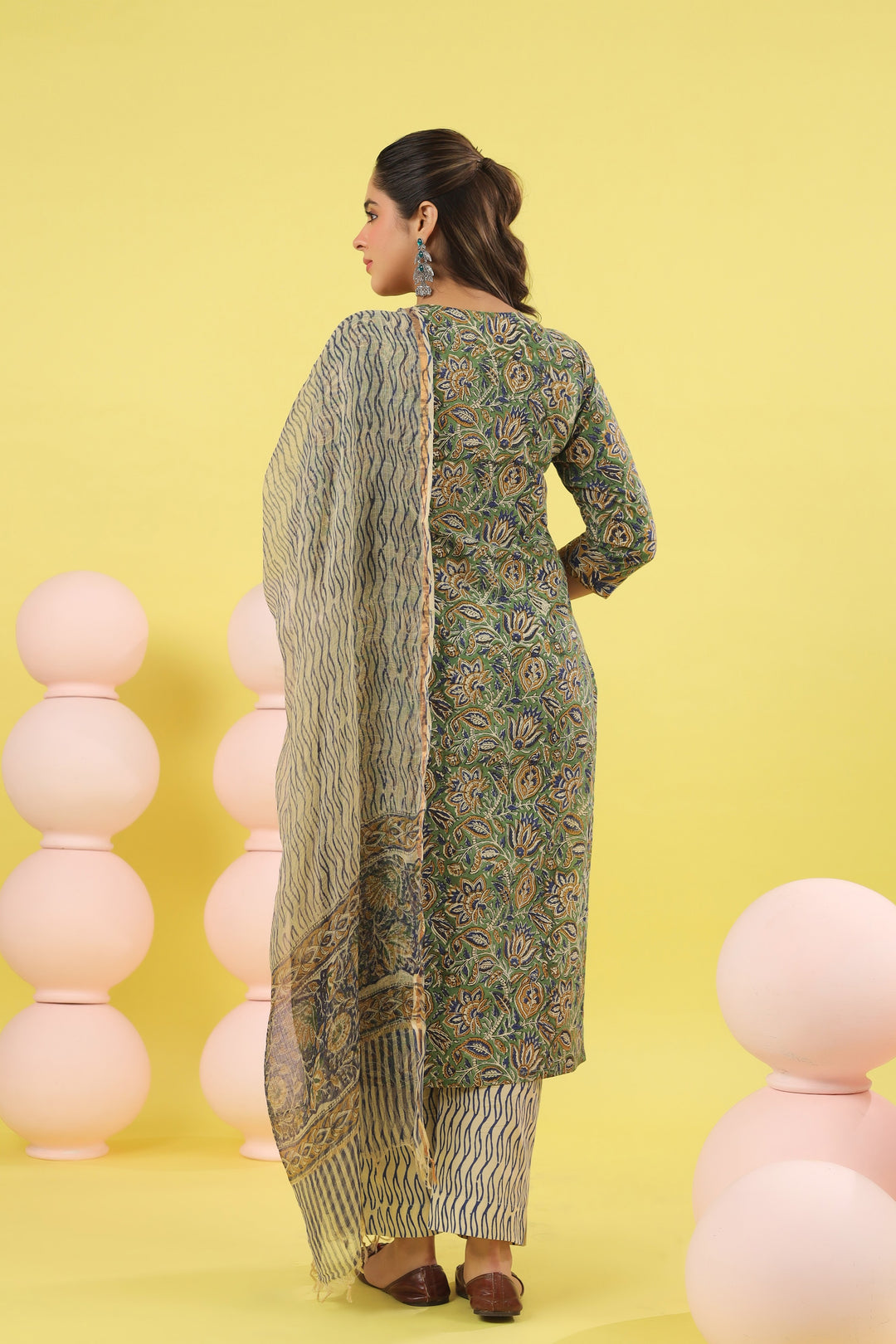 Ishani Green Bagru Suit Set