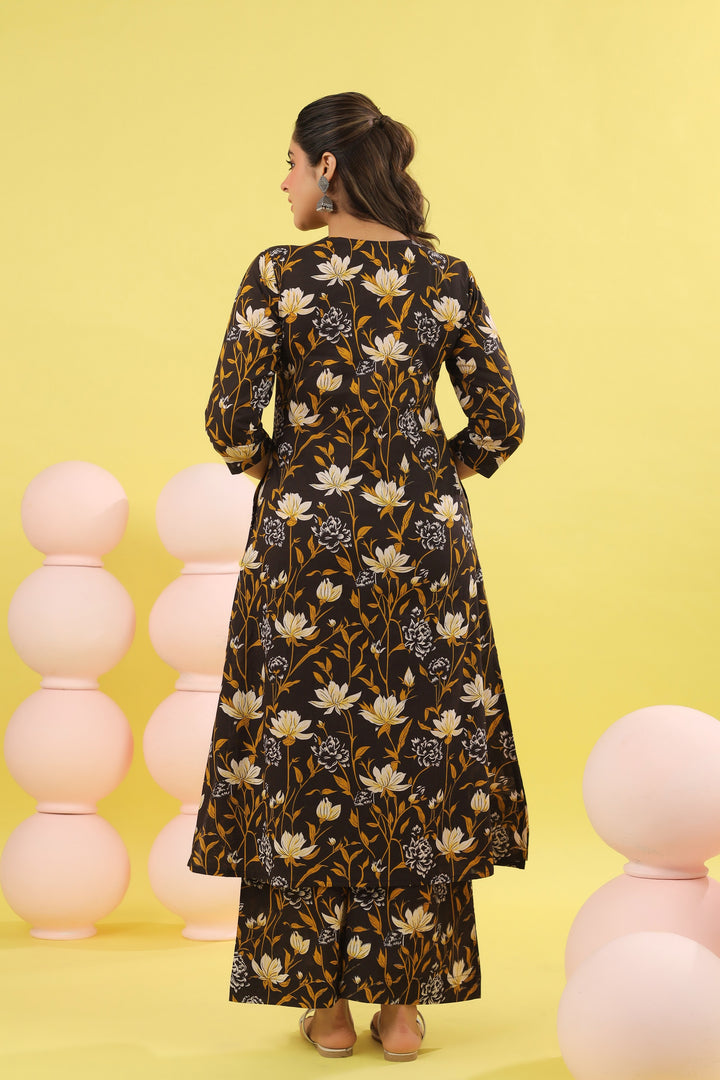 Aadhya Black A-line Kurta Set