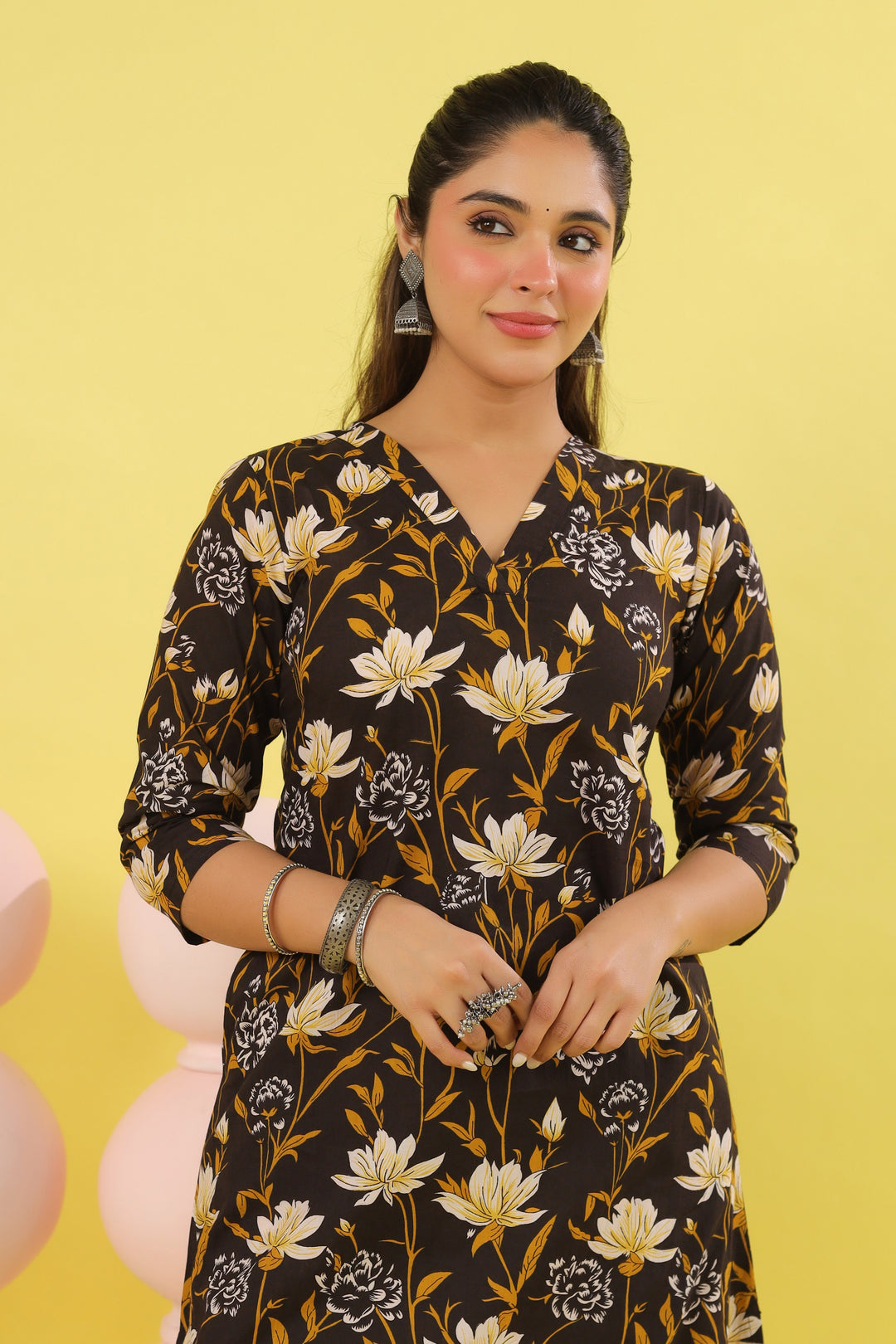 Aadhya Black A-line Kurta Set