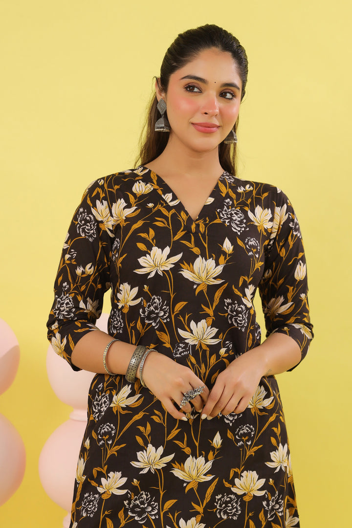 Aadhya Black A-line Kurta Set