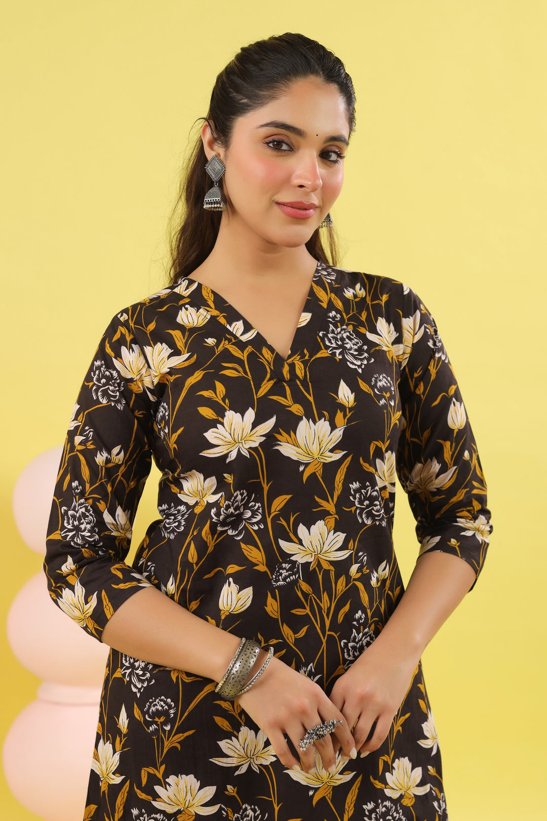 Aadhya Black A-line Kurta Set