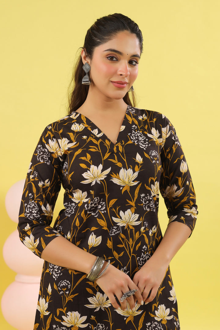 Aadhya Black A-line Kurta Set