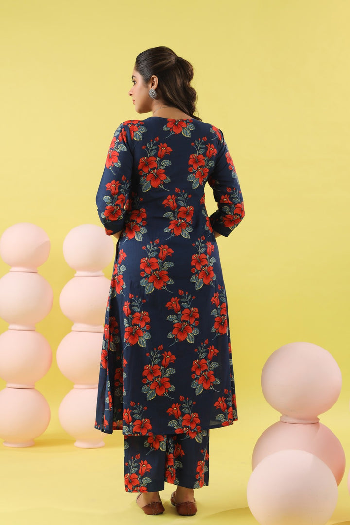 Khwab Blue A-line Kurta Set