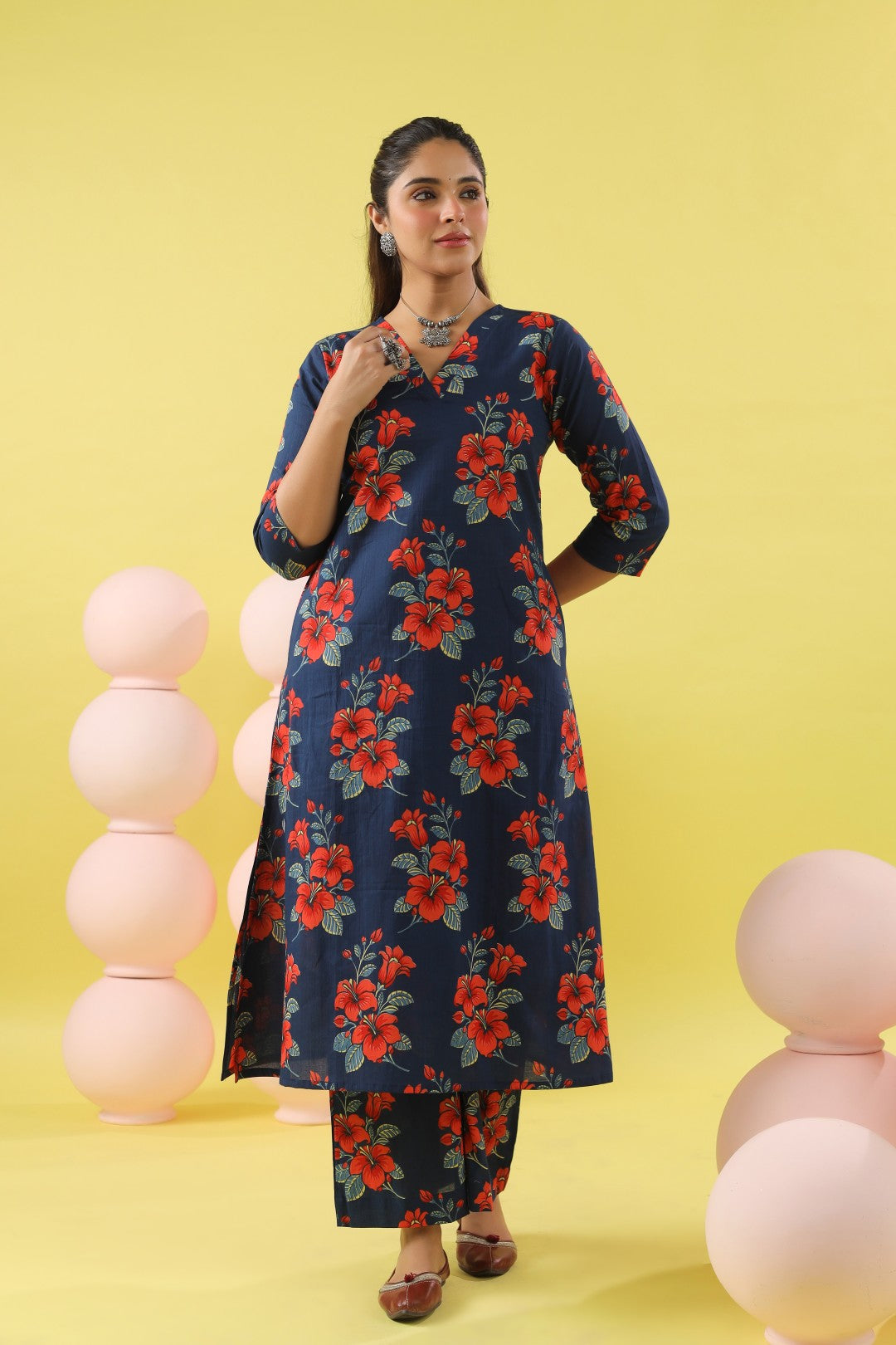 Khwab Blue A-line Kurta Set