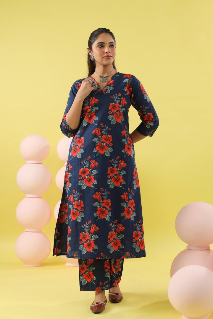 Khwab Blue A-line Kurta Set