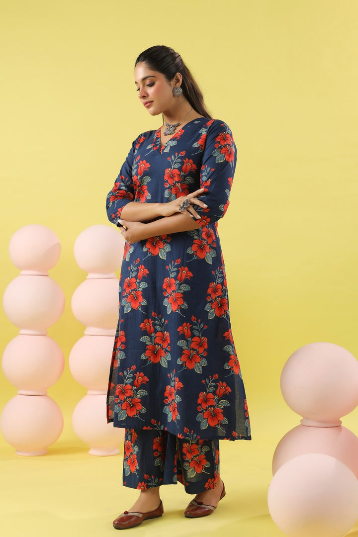 Khwab Blue A-line Kurta Set