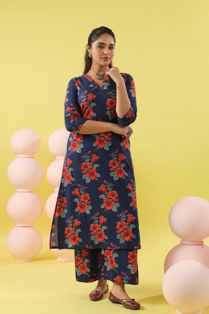 Khwab Blue A-line Kurta Set