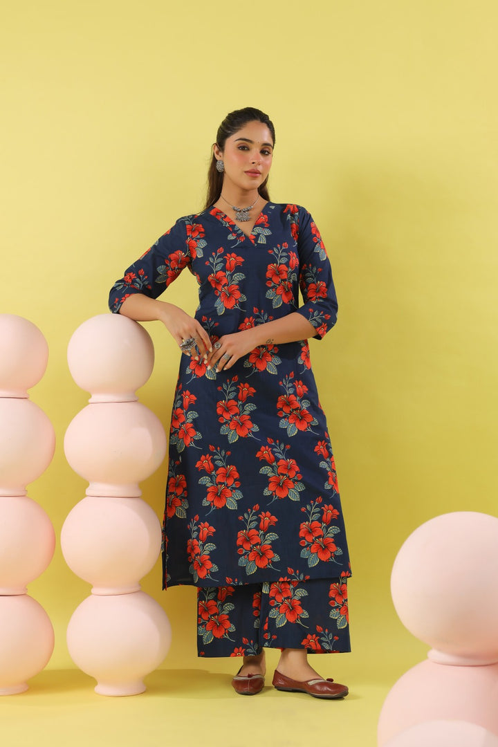 Khwab Blue A-line Kurta Set