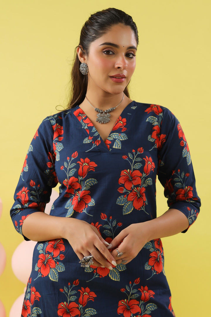 Khwab Blue A-line Kurta Set