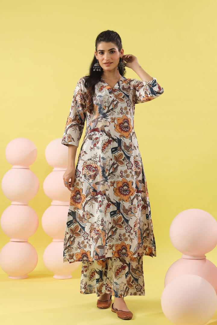 Mariyan White A-line Kurta Set