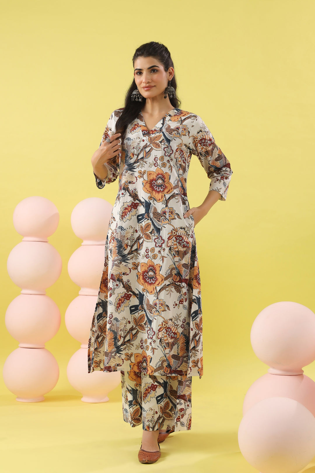 Mariyan White A-line Kurta Set
